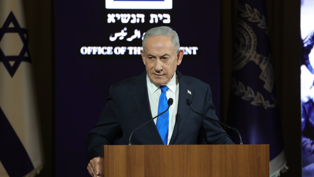Israeli Prime Minister Benjamin Netanyahu speaks during an event, west Jerusalem, Israel, July 12, 2026.   (EPA Photo)