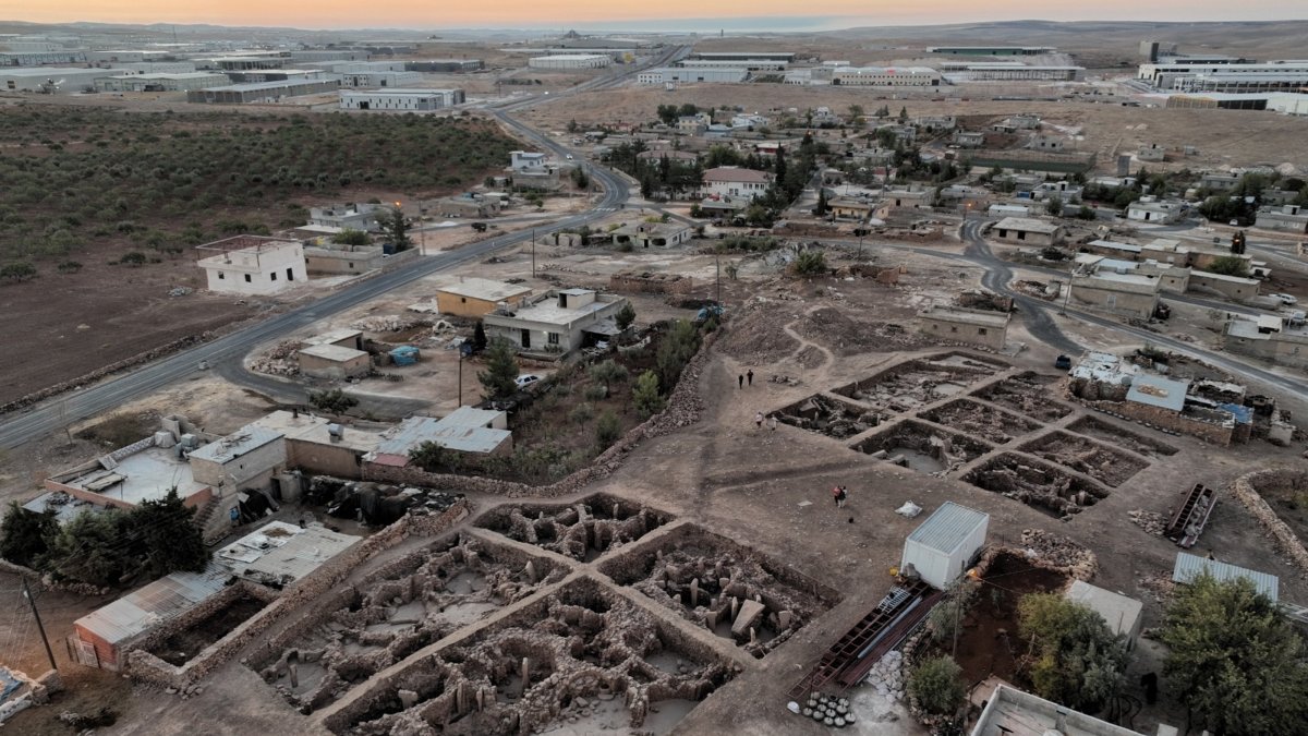 An aerial view of the Sayburç archaeological site, Şanlıurfa, southeastern Türkiye. (DHA Photo)
