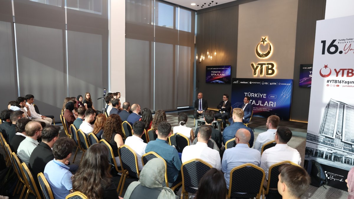 YTB President Abdulhadi Turus meets with young engineers selected for the 2026 Türkiye Internships Program, Ankara, Türkiye, Aug. 18, 2026. (Courtesy of YTB) 