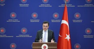 Foreign Ministry spokesman Öncü Keçeli speaks at a news conference in Ankara, March 3, 2024. (AA File Photo)
