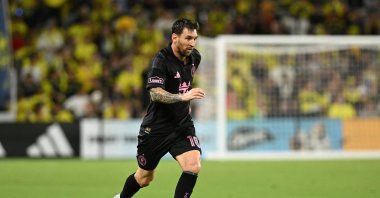 Inter Miami's Lionel Messi controls the ball during the MLS match against Nashville SC at GEODIS Park, Nashville, U.S., Aug. 15, 2026. (AP Photo)