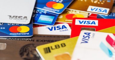 Credit cards from VISA, Mastercard and American Express, Stuttgart, Germany, May 1, 2024. (Shutterstock Photo)