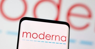 The Moderna logo is seen displayed in this illustration taken on May 3, 2022. (Reuters Photo)