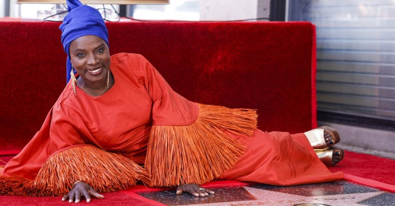 Beninese singer and five-time Grammy Award winner Angelique Kidjo poses during a ceremony honoring her with the 2,854th star on the Hollywood Walk of Fame in the Recording category on Hollywood Boulevard, Los Angeles, California, U.S., Aug. 18, 2026. (EPA Photo)