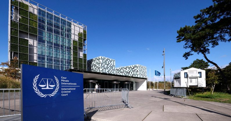 People stand outside the International Criminal Court in The Hague, Netherlands, Sept. 22, 2025. (Reuters Photo)