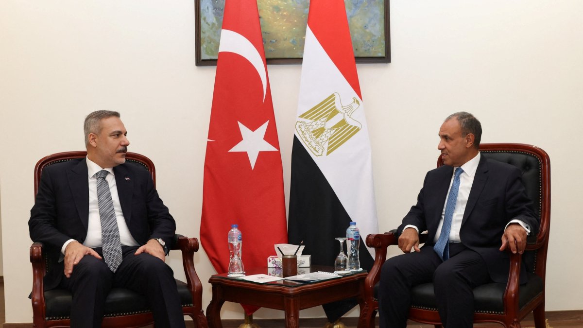 Foreign Minister Hakan Fidan meets with Egyptian Foreign Minister Badr Abdelatty in El Alamein, Egypt, Aug.13, 2026. (Foreign Ministry Handout via Reuters)