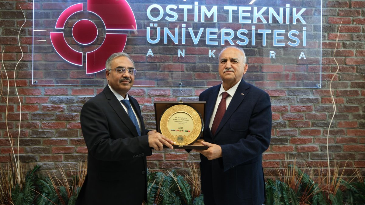 D-8 Secretary-General Sohail Mahmood meets Orhan Aydın, Chairman of the Board of OSTIM Organized Industrial Zone and Chairman of the Board of Trustees of OSTIM Technical University, Ankara, Aug. 20, 2026. (Courtesy of D-8)
