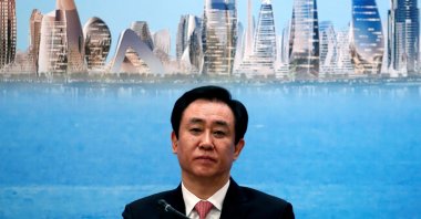 China Evergrande Group then-Chairman Hui Ka Yan attends a news conference on the property developer's annual results in Hong Kong, China, March 28, 2017. (Reuters Photo)