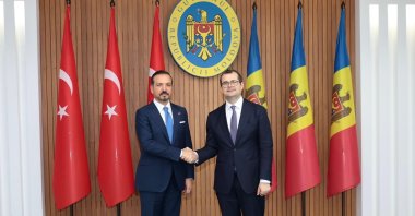 AK Party Deputy Chair Kürşad Zorlu meets with Moldovan Prime Minister Vasile Tofan, Chisinau, Moldova, Aug. 19, 2026. (IHA Photo)