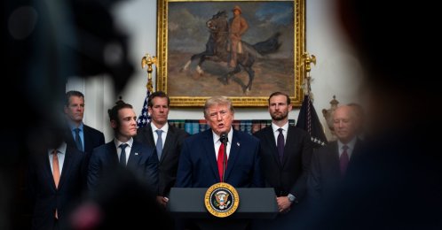 US President Donald Trump speaks during a meeting with crypto and prediction market executives in White House, Washington, DC, USA, Aug.19 2026. (EPA Photo)