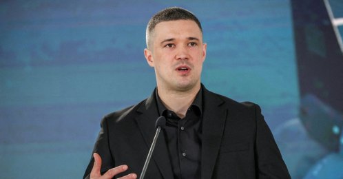 Mykhailo Fedorov, then-Ukraine's minister of defense, speaks at a press conference in Kyiv, Ukraine, July 1, 2026. (Reuters Photo)