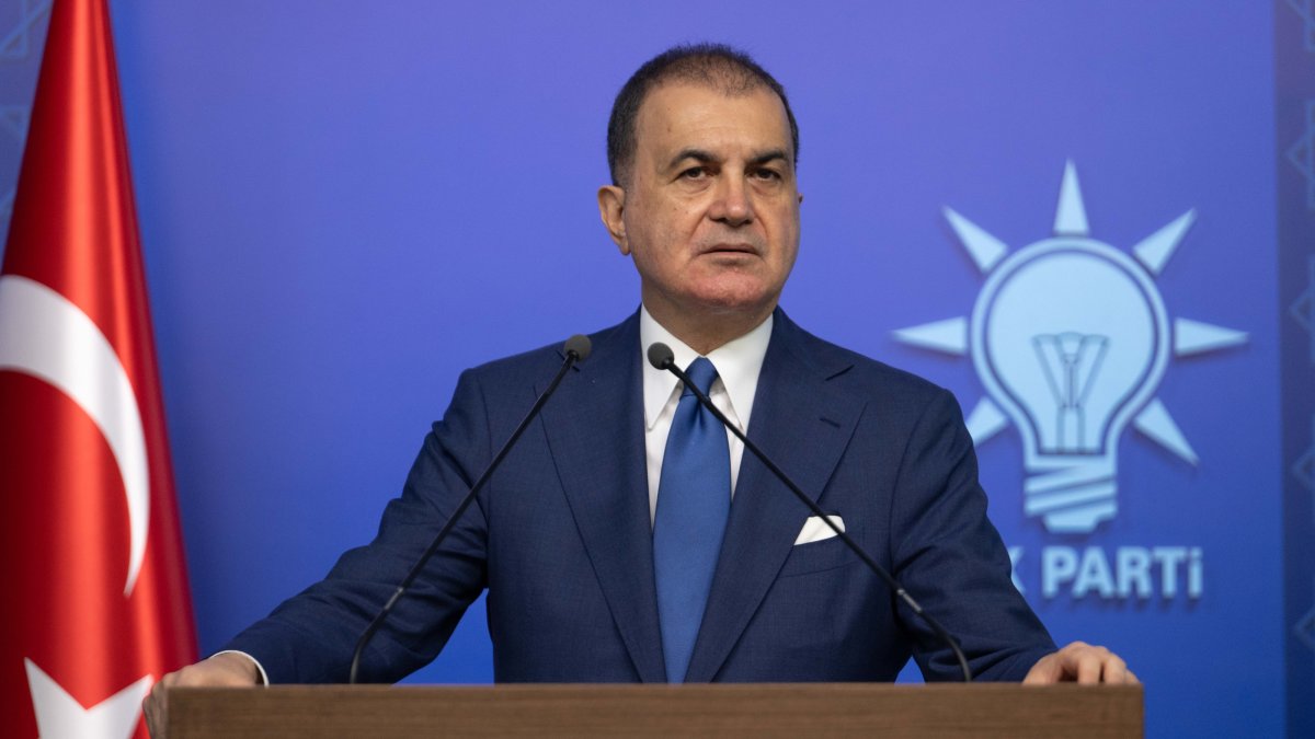 AK Party spokesperson Ömer Çelik speaks to reporters on current developments at the party headquarters, Ankara, Türkiye, Aug. 11, 2026. (AA Photo)
