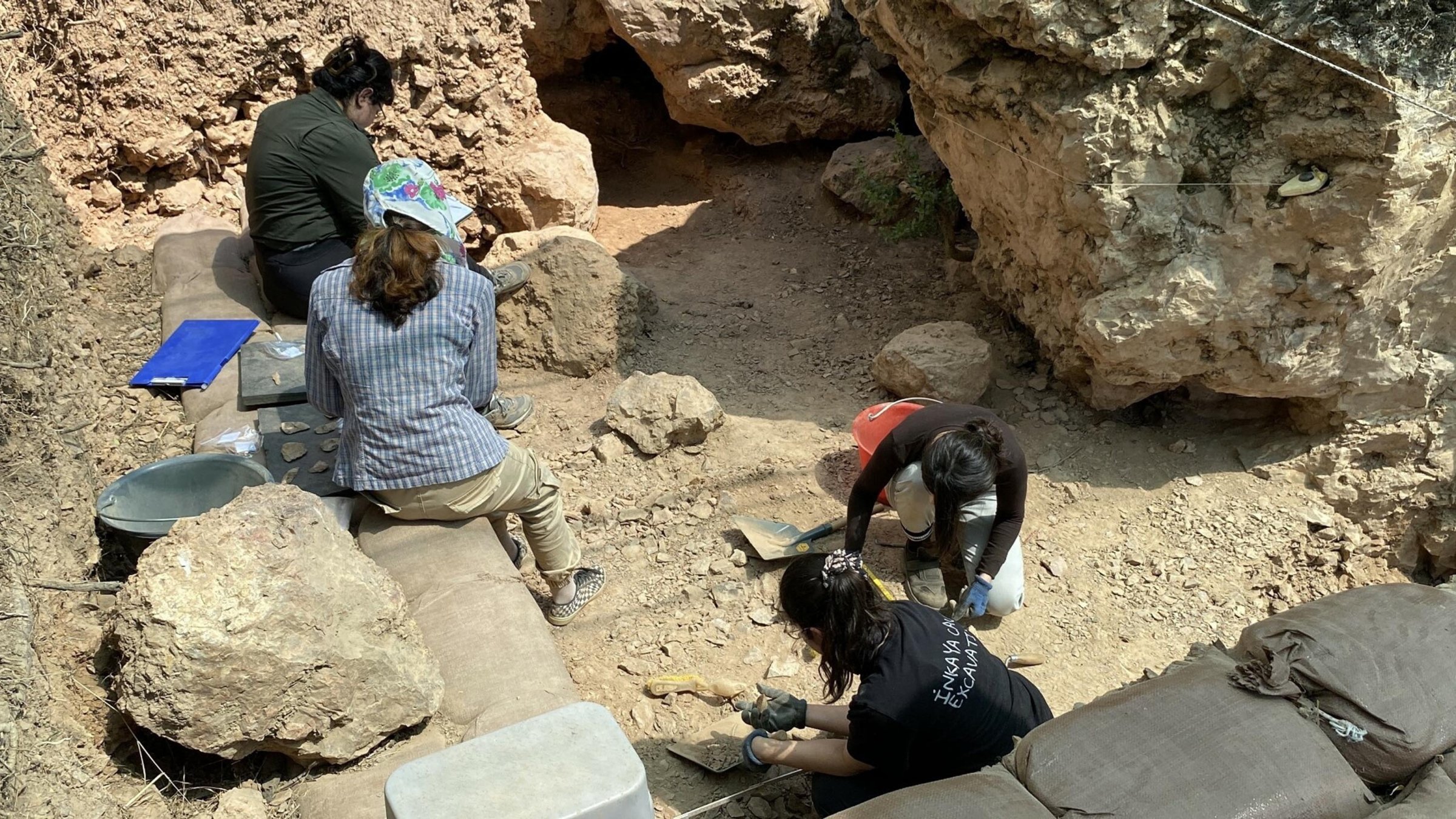 Researchers are continuing excavation work at İnkaya Cave, Çanakkale, Türkiye, Aug. 21, 2026. (DHA Photo)