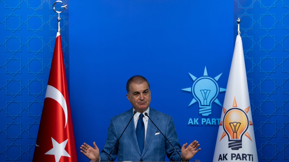 AK Party spokesman Ömer Çelik speaks at a news conference at the party headquarters in Ankara, Aug. 5, 2026. (AA File Photo)