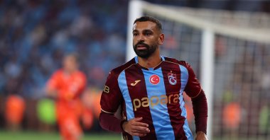 Trabzonspor's Mohamed Salah in action during the UEFA Europa League play-off match against Ferencvaros at Papara Park, Trabzon, Türkiye, Aug. 20, 2026. (AA Photo)