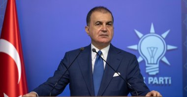AK Party spokesperson Ömer Çelik speaks to reporters on current developments at the party headquarters, Ankara, Türkiye, Aug. 11, 2026. (AA Photo)