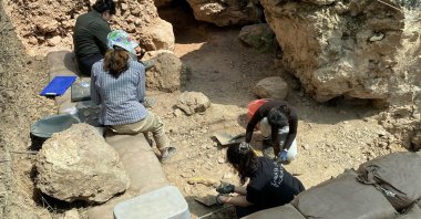 Researchers are continuing excavation work at İnkaya Cave, Çanakkale, Türkiye, Aug. 21, 2026. (DHA Photo)