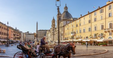 Horse-drawn carriage on Piazza Navona, Rome, Italy, Oct. 4, 2025. (Shutterstock Photo)