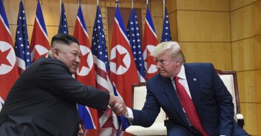 President Donald Trump meets with North Korean leader Kim Jong Un at the border village of Panmunjom in the Demilitarized Zone, South Korea, June 30, 2019. (AP Photo)