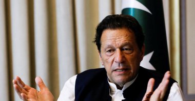 Former Pakistani Prime Minister Imran Khan gestures as he speaks with Reuters during an interview, Lahore, Pakistan, March 17, 2023. (Reuters Photo)