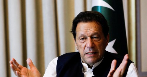 Former Pakistani Prime Minister Imran Khan gestures as he speaks with Reuters during an interview, Lahore, Pakistan, March 17, 2023. (Reuters Photo)