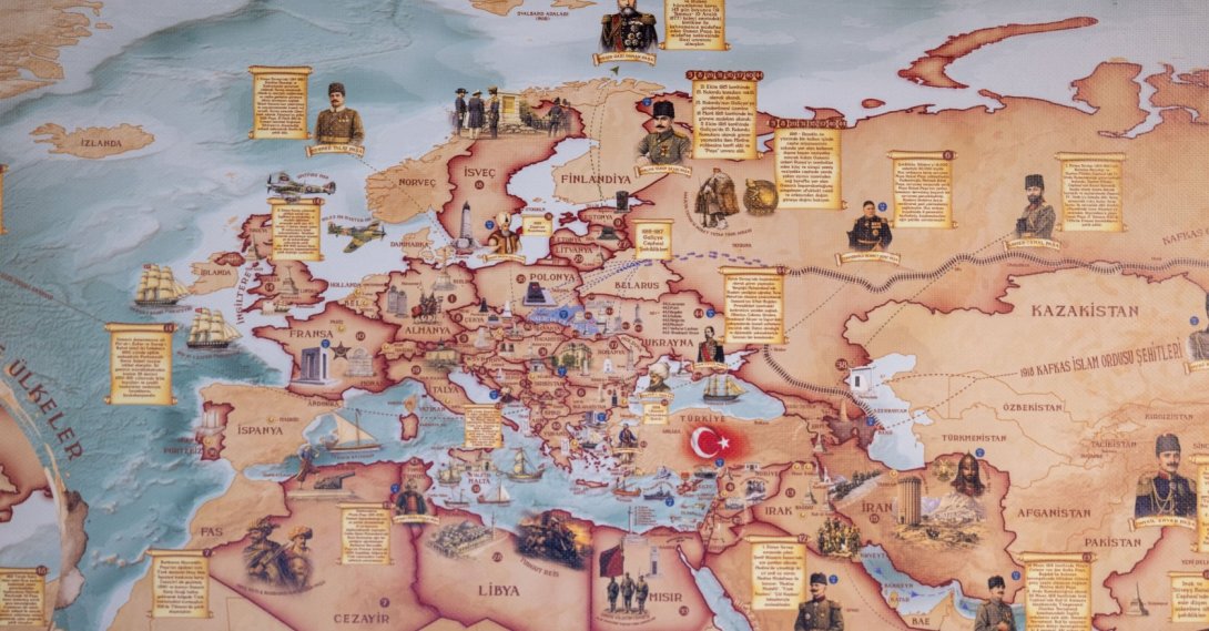 A map prepared by Türkiye’s Defense Ministry General Directorate of Mapping shows 172 Turkish military cemeteries and memorials across 48 countries, Ankara, Türkiye, Aug. 21, 2026. (AA Photo)