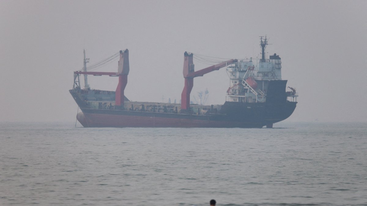 A vessel in the Strait of Hormuz near the beach of Bandar Abbas, Iran, June 30, 2026. (Reuters Photo)