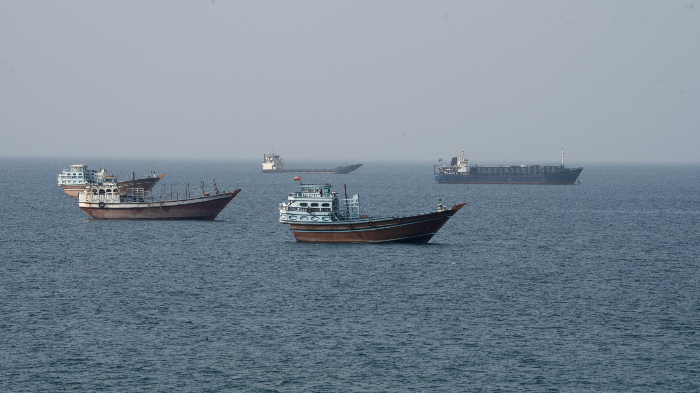 Vessels near the Strait of Hormuz, as seen from Musandam, Oman, Aug. 17, 2026. (Reuters Photo)