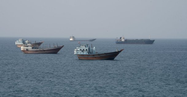 Vessels near the Strait of Hormuz, as seen from Musandam, Oman, Aug. 17, 2026. (Reuters Photo)