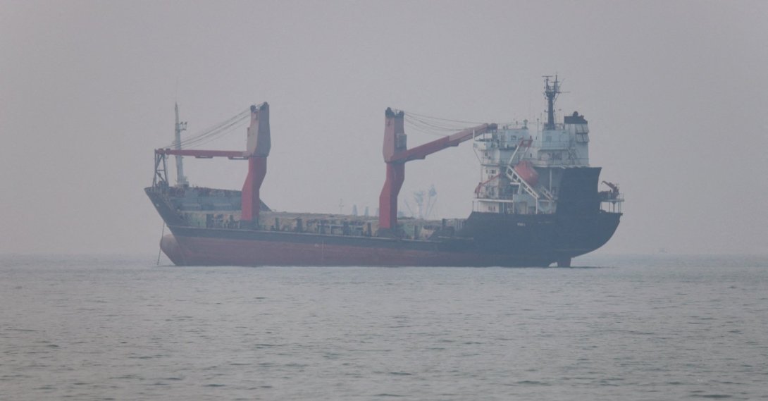 A vessel in the Strait of Hormuz near the beach of Bandar Abbas, Iran, June 30, 2026. (Reuters Photo)