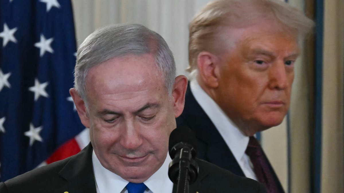 U.S. President Donald Trump and Israeli Prime Minister Benjamin Netanyahu (L) arrive for a press conference at the White House, Washington, U.S., Sept. 29, 2025. (AFP Photo)