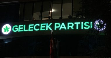 AN illuminated sign of the Future Party against the backdrop of dimmed lights of the offices at the headquarters of the party, Ankara, Türkiye, July 29, 2026. (DHA Photo)