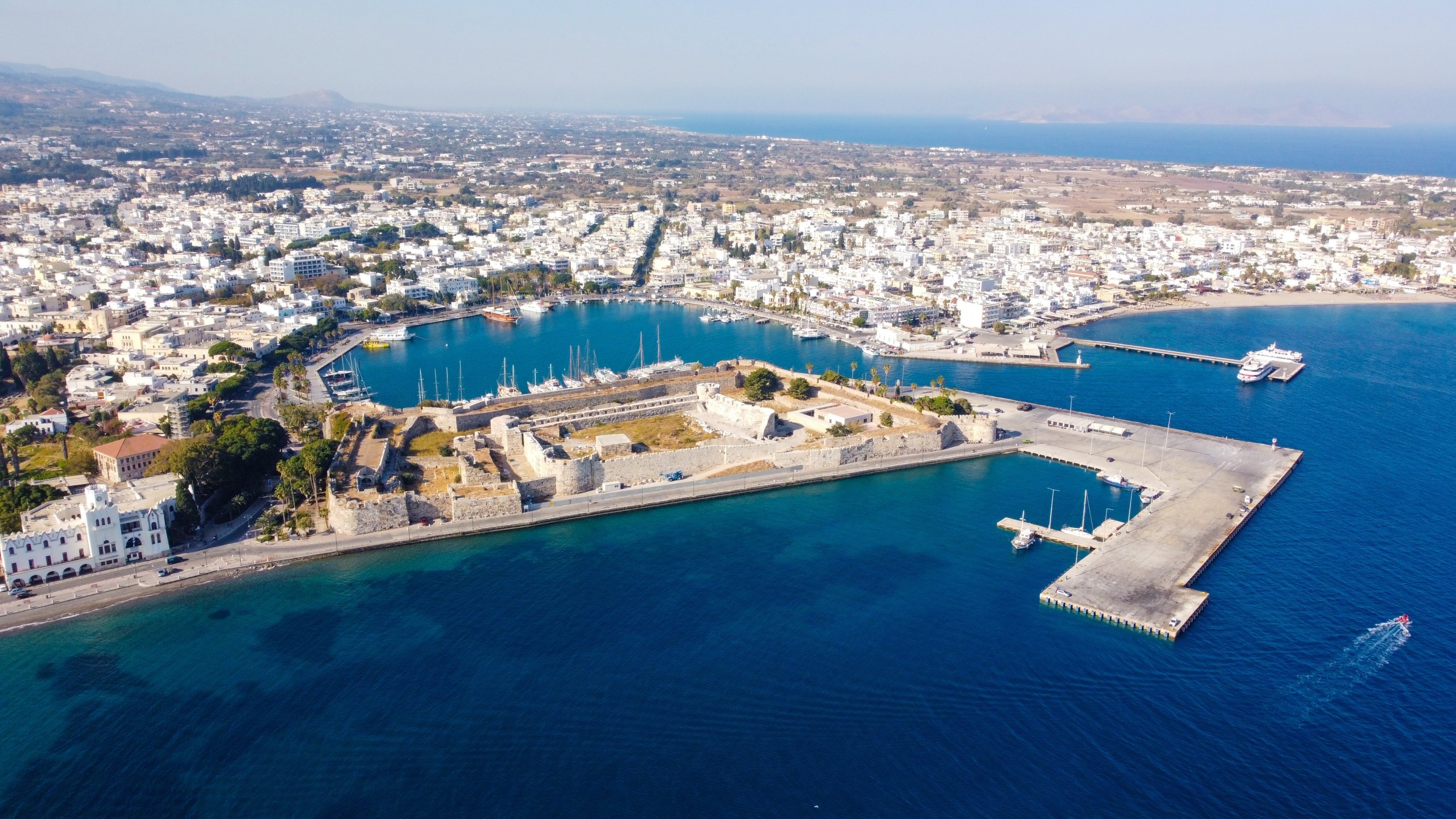An aerial view of Kos Town and its harbor, Kos, Greece. (Shutterstock Photo)