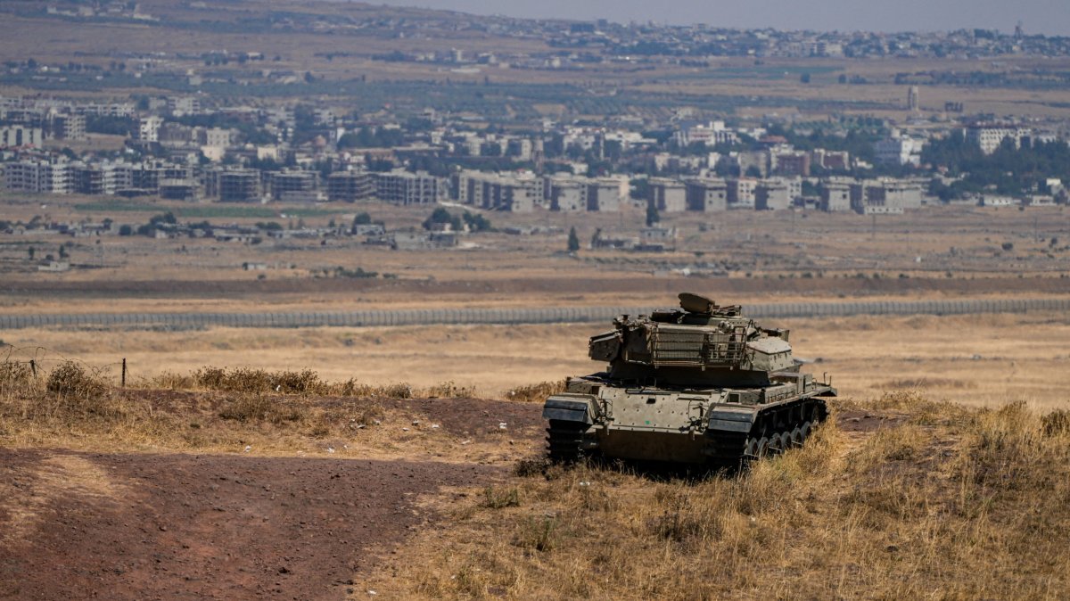 An Israeli tank stands in position near the cease-fire line in the Israeli-occupied Golan Heights, Syria, Aug. 20, 2026. (Reuters Photo)