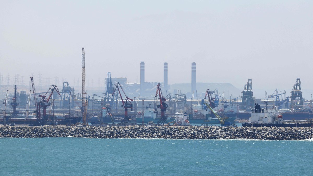 This photograph shows the port of Jorf Lasfar, south of El Jadida, Morocco, July 1, 2026. (AFP Photo)