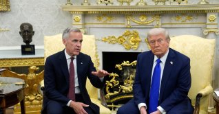 Canadian Prime Minister Mark Carney and U.S. President Donald Trump hold a press conference at the White House in Washington, U.S., Oct. 7, 2025. (AP Photo)