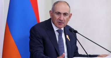 Armenian Prime Minister Nikol Pashinyan makes a statement during a meeting with European Commission President Ursula von der Leyen in Yerevan, Armenia, July 2, 2026. (Reuters Photo)