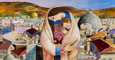 "Mother and child," by Palestinian artist Sliman Mansour, 2009. (slimanmansour.com)
