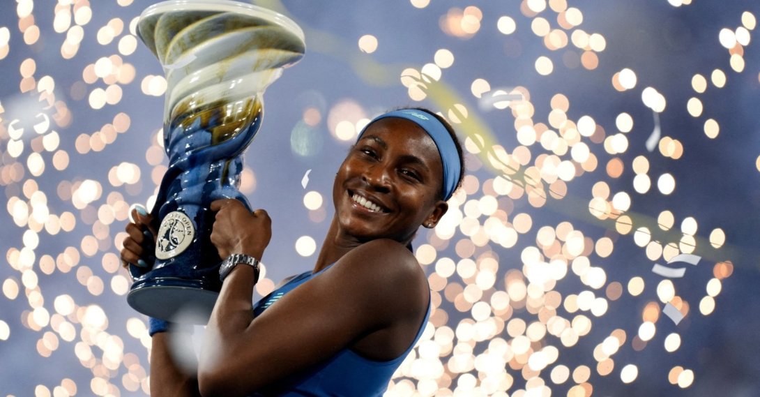 Coco Gauff celebrates defeating Jessica Pegula in the Cincinnati Open final at Lindner Family Tennis Center, Cincinnati, U.S., Aug. 23, 2026 (Reuters Photo)