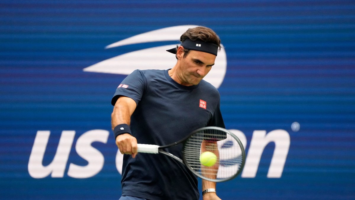 Former player Roger Federer during practice ahead of a U.S. Open exhibition match at Flushing Meadows, New York, U.S., Aug. 24, 2026. (Reuters Photo)