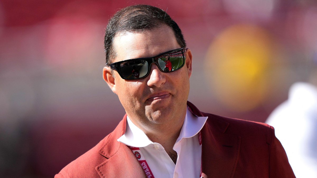 Owner Jed York of the San Francisco 49ers is seen on the field looking on during pregame warm-up prior to the start of a preseason NFL game against the Green Bay Packers at Levi's Stadium, Santa Clara, U.S., Aug. 12, 2022. (AFP PHOTO)