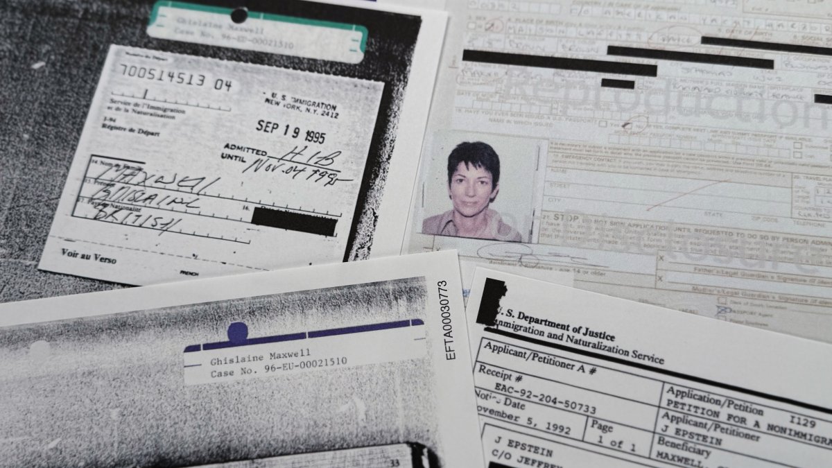 A document released by the U.S. Department of Justice as part of the Jeffrey Epstein files shows a 2002 passport application for Ghislaine Maxwell, New York, U.S., Feb. 10, 2026. (AP Photo) 