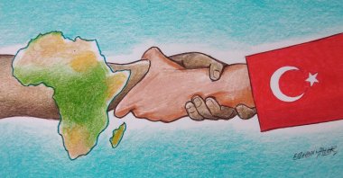 "As Ankara’s ties with African states deepen, it positions itself not only as a defense partner but also as a peace-building actor." (Illustration by Erhan Yalvaç)