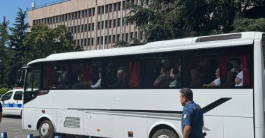 Suspects, including alleged crime group leader Alihan Kuriş, are detained as part of an investigation, Ankara, Türkiye, Aug. 16, 2026. (DHA Photo)