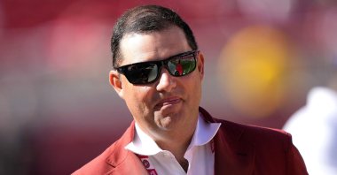 Owner Jed York of the San Francisco 49ers is seen on the field looking on during pregame warm-up prior to the start of a preseason NFL game against the Green Bay Packers at Levi's Stadium, Santa Clara, U.S., Aug. 12, 2022. (AFP PHOTO)