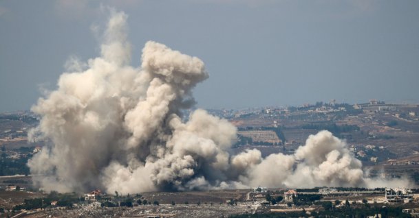 Clouds of smoke rise from the site of an Israeli controlled explosion in the village of Kfartibnit, Marjayoun, southern Lebanon, Aug. 24, 2026. (AFP Photo)