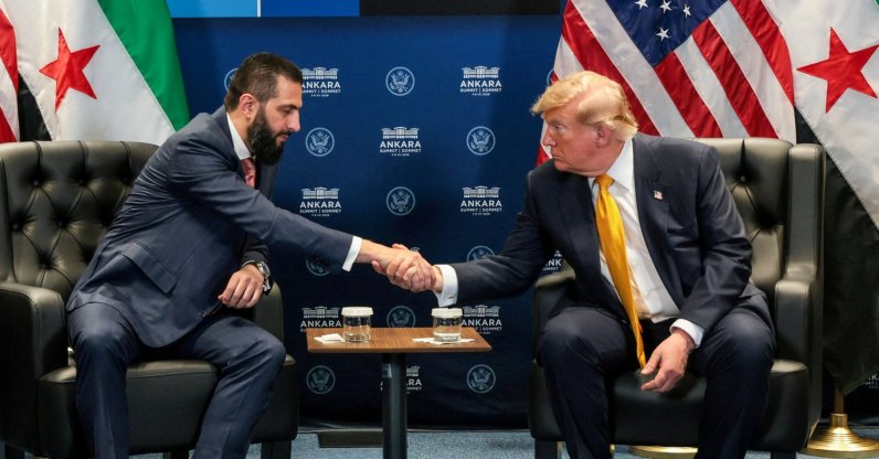 U.S. President Donald Trump shakes hands with Syrian President Ahmed al-Sharaa during a bilateral meeting alongside the NATO leaders summit at the Beştepe Presidential Compound in Ankara, Türkiye, July 8, 2026. (Reuters File Photo)