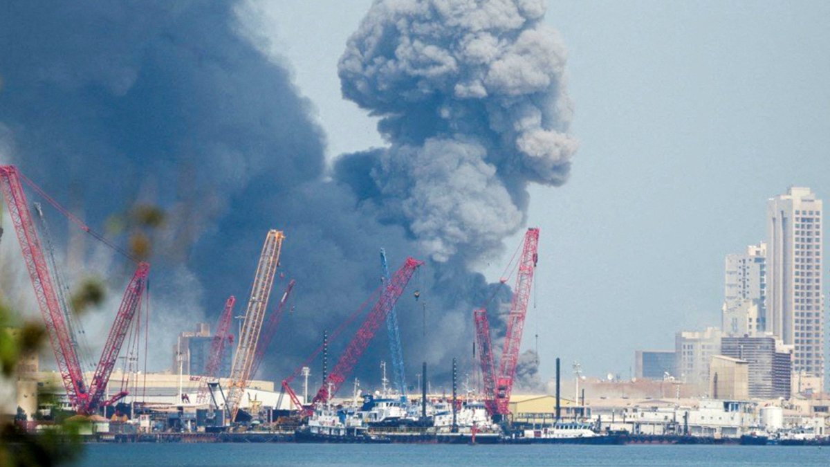Smoke rises in the sky after blasts were heard in Manama, Bahrain, Feb. 28, 2026. (Reuters Photo)