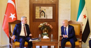 Trade Minister Ömer Bolat (L) attends a meeting with Syrian Economy and Industry Minister Nidal al-Shaar, Damascus, Syria, Aug. 26, 2026. (AA Photo)