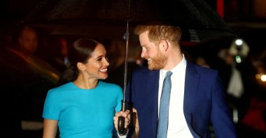 Britain's Prince Harry and his wife Meghan, Duchess of Sussex, arrive at the Endeavour Fund Awards, London, Britain, March 5, 2020. (Reuters Photo)
